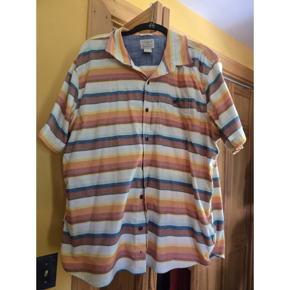 L.L.Bean Mens Multicolored Short Sleeve Flannel Size L Reg Fit